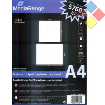 ETIQUETAS PARA ESTUCHE DE CD NORMAL MEDIARANGE 50 ETIQUETAS ***LIQUIDACION***